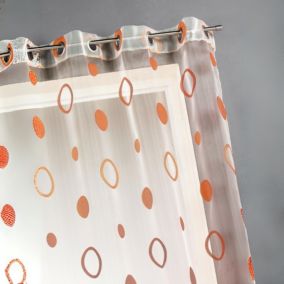 Voilage organza jacquard aux motifs cercles (140x240 cm - Orange)