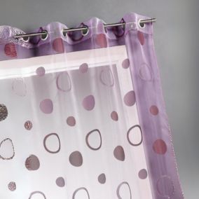 Voilage organza jacquard aux motifs cercles (140x240 cm - Violet parme)