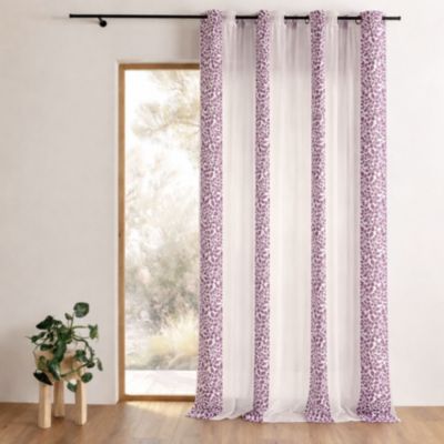 Voilage organza jacquard à motif feuillage (140x260 cm - Prune)