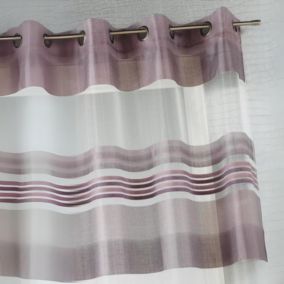 Voilage Organza rayures horizontales tissées (140x240 cm - Vieux rose)