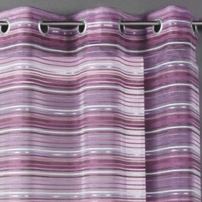 Voilage Organza tissé Rayures horizontales (140x240 cm - Violet parme)