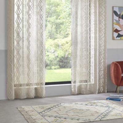 Voilage épuré à jacquard (140x240 cm - Beige)