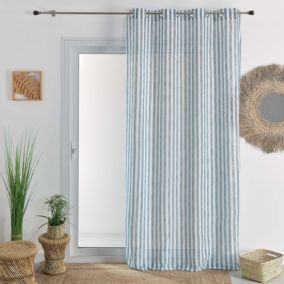 Voilage rayé au style bord de mer (140x260 cm - Bleu Paon)