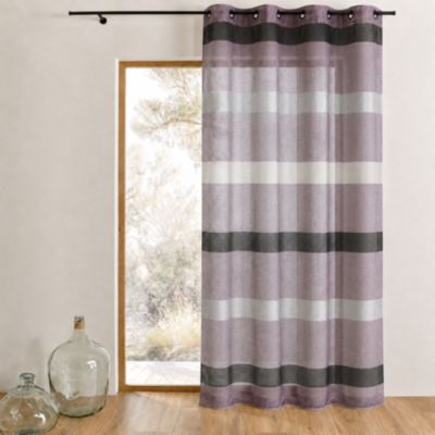 Voilage à rayures horizontales design (140x240 cm - Violet parme)