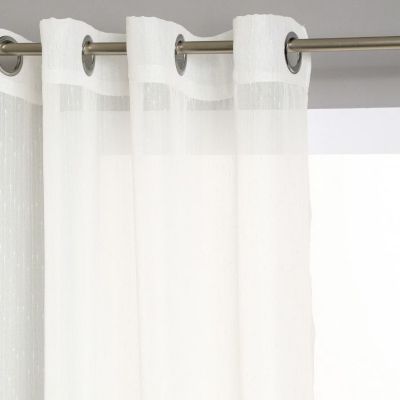 Lot de 2 rideaux à œillets bourdon contrasté 140 x 240 cm Atmosphéra - Blanc