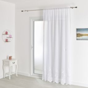 Voilage sablé base brodée (180x170 cm - Blanc)