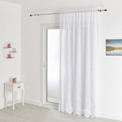 Voilage sablé base brodée (180x240 cm - Blanc)