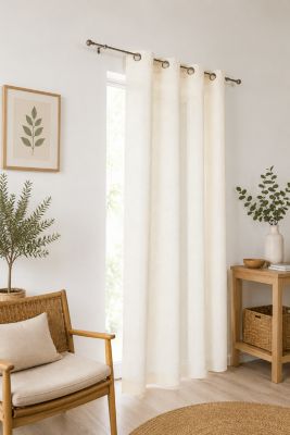 Voilage tamisant à œillets beige clair l.140 x H.240 cm Linder Lium