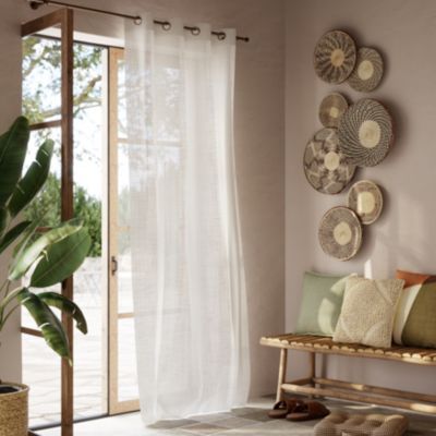 Voilage tamisant à œillets effet filet Selesa blanc cassé L.260 x l.140cm GoodHome