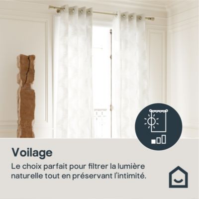 Voilage tamisant  illets effet jacquard Vapi blanc cass L.260 x l.140cm  GoodHome