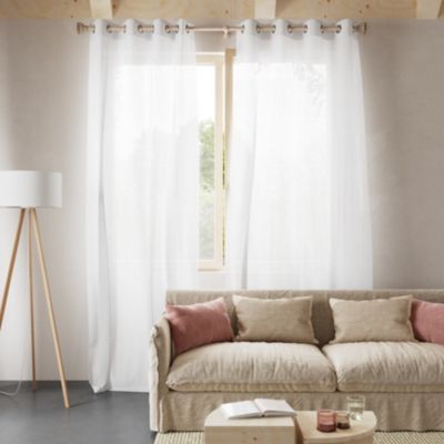 Voilage tamisant à œillets effet lin Howley blanc L.260 x l.140cm GoodHome