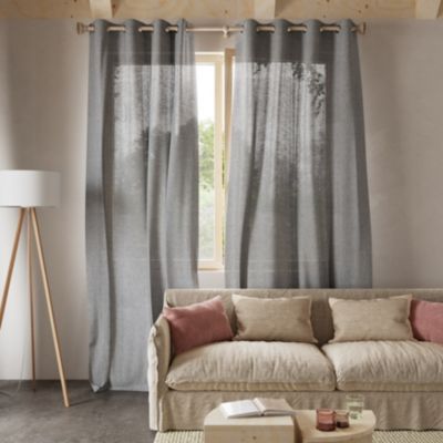 Voilage tamisant à œillets effet lin Howley gris L.260 x l.140cm GoodHome