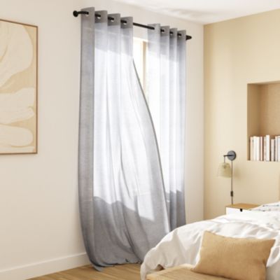 Voilage tamisant à œillets effet lin Tongi gris clair L.260 x l.140cm GoodHome