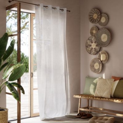 Voilage tamisant à œillets effet lin Yena blanc L.260 x l.140cm GoodHome