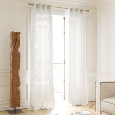 Voilage tamisant à œillets effet tissé rayé Udupi blanc L.260 x l.140cm GoodHome