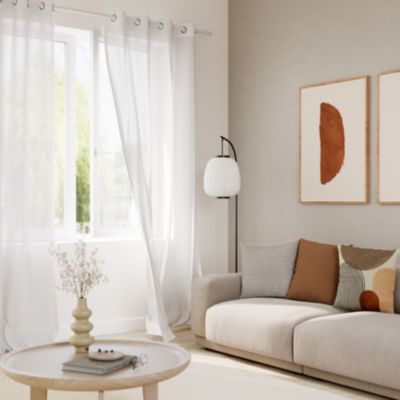 Voilage tamisant à œillets en coton Mayna blanc L.260 x l.140cm GoodHome