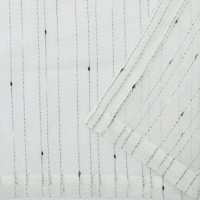Tissu Voilage Blanc à Petits Pois Noirs - 2,95m X 2,44m - Ourlé Main - Infroissable - France