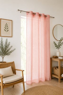 Voilage tamisant à œillets rose l.140 x H.240 cm Linder Lium