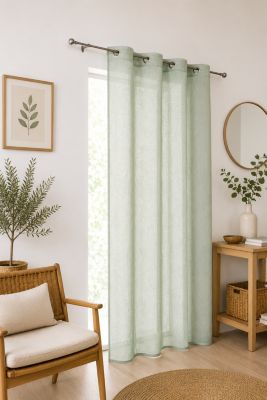 Voilage tamisant à œillets vert l.140 x H.240 cm Linder Lium