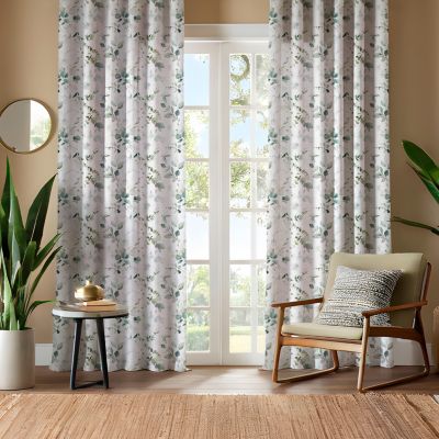 Voilage tamisant à oeillets feuilles d'eucalyptus L.240 x l.140cm