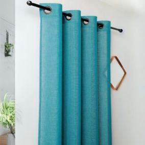 Voilage tamisant aux fils satinés (140x240 cm - Bleu)