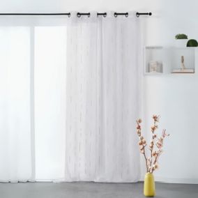 Voilage tamisant à bâtonnets jacquard (140x270 cm - Gris clair)