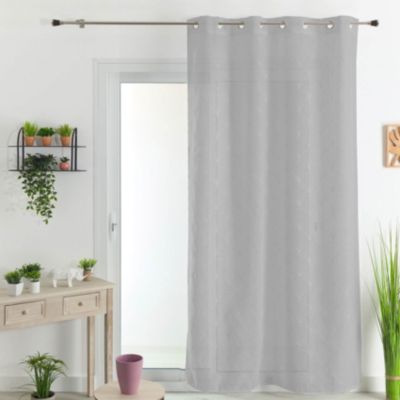 Voilage tamisant brodé Mia (140x240 cm - Gris clair)