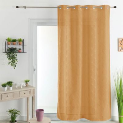 Voilage tamisant brodé Mia (140x240 cm - Jaune Ocre)