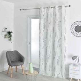 Voilage tamisant esprit végétal (140x240 cm - Gris clair)