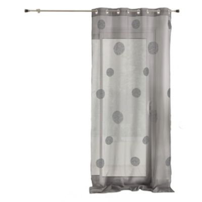 Voilage tamisant gros broderie pois (140x260 cm - Gris clair)