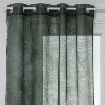 Voilage tamisant imprimé feuilles (140x240 cm - Vert sapin)