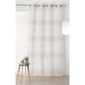 Voilage tendance à rayures beiges verticales - 145x250cm - Beige