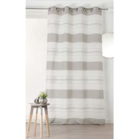 Voilage tendance à rayures taupes verticales - 145x250cm - Taupe