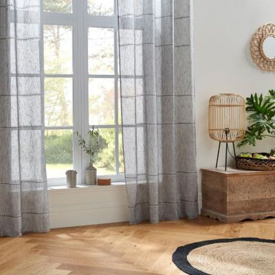 Voilage tissé lignes horizontales "Indi" 140 x 240 cm Atmosphera - Gris