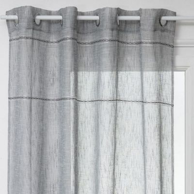 Voilage tissé lignes horizontales "Indi" 140 x 240 cm Atmosphera - Gris