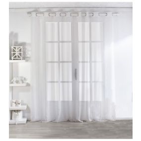 Voilage uni blanc grande largeur - 240x240cm - Blanc