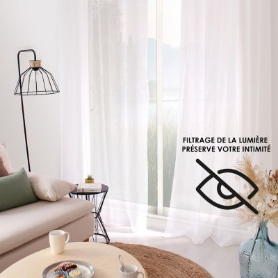 Voilage uni blanc grande largeur - 240x240cm - Blanc
