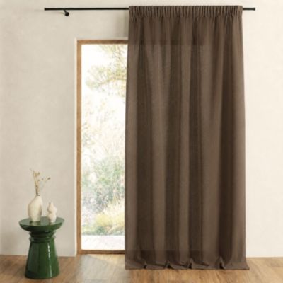 Voilage uni en voile tamisant à galon fronceur (300x240 cm - Marron chocolat)