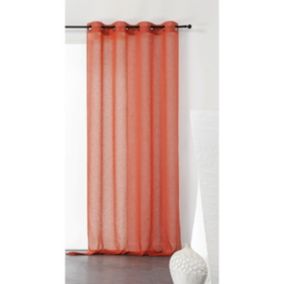 Voilage uni et tamisant en poly/lin (150x240 cm - Orange)