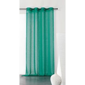 Voilage uni et tamisant en poly/lin (150x240 cm - Vert emeraude)