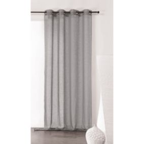 Voilage uni et tamisant en poly/lin (150x300 cm - Gris clair)