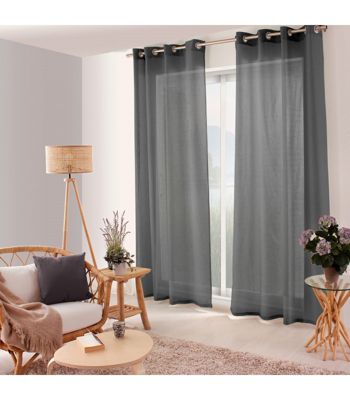 Voilage uni "JELLY" - 140x240cm - Gris anthracite