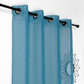 Voilage uni Saphir (145x240 cm - Bleu Foncé)