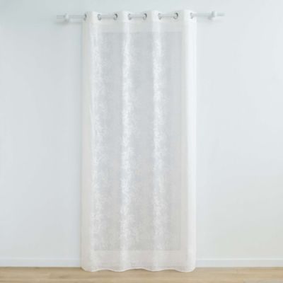 Voilage Vintage fleurs brodées (140x240 cm - Blanc)