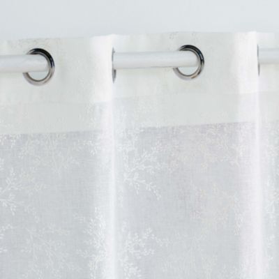 Voilage Vintage fleurs brodées (140x240 cm - Blanc)