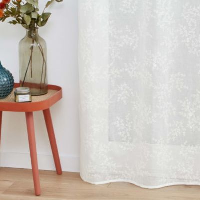Voilage Vintage fleurs brodées (140x240 cm - Blanc)
