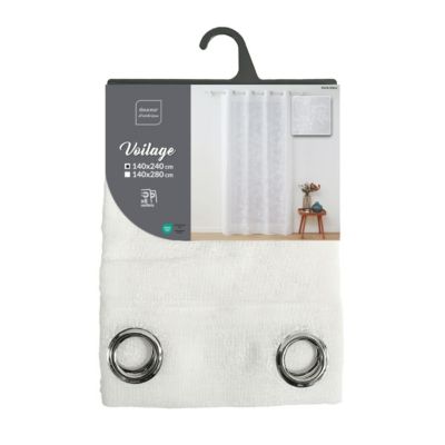 Voilage Vintage fleurs brodées (140x240 cm - Blanc)