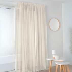 Voilage voile à galon fronceur (300x250 cm - Beige)