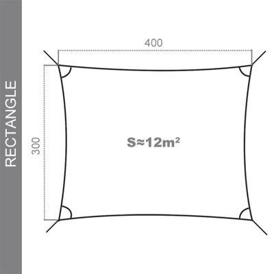 Voile d'ombrage 4 x 3 m imperméable 220 g/m² Haute densité - Tissu déperlant - Gris ardoise - Sunny Inch