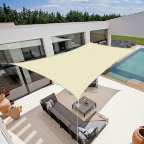 Voile d'ombrage 4 x 3 m rectangulaire 280g/m² - Haute densité résistante au vent - Tissu micro-aéré - Ecru - Sunny Inch